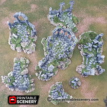 Load image into Gallery viewer, Ancient Ruins - Clorehaven &amp; The Goblin Grotto - Wargaming Terrain Scatter D&amp;D, DnD