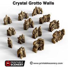Load image into Gallery viewer, Crystal Grotto Walls - 15mm 28mm 32mm Clorehaven and the Goblin Grotto Mushroom Wargaming Terrain Scatter D&amp;D DnD