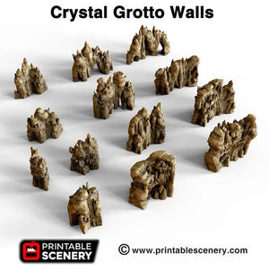 Crystal Grotto Walls - 15mm 28mm 32mm Clorehaven and the Goblin Grotto Mushroom Wargaming Terrain Scatter D&D DnD