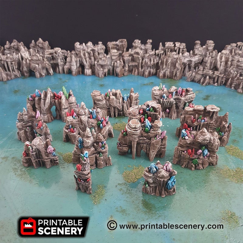 Crystal Grotto Walls - 15mm 28mm 32mm Clorehaven and the Goblin Grotto Mushroom Wargaming Terrain Scatter D&D DnD