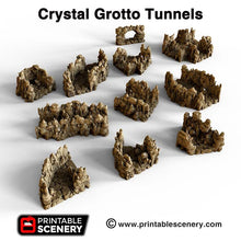 Load image into Gallery viewer, Crystal Grotto Tunnels - 15mm 28mm 32mm Clorehaven and the Goblin Grotto Wargaming Terrain Scatter D&amp;D, DnD
