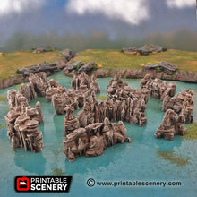 Load image into Gallery viewer, Low Grotto Walls - 15mm 28mm 32mm Clorehaven and the Goblin Grotto Mushroom Wargaming Terrain Scatter D&amp;D DnD