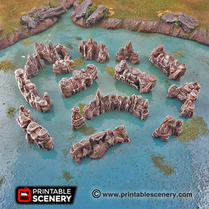 Low Grotto Walls - 15mm 28mm 32mm Clorehaven and the Goblin Grotto Mushroom Wargaming Terrain Scatter D&D DnD