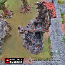 Load image into Gallery viewer, Ruined Winterdale Watchtower - 15mm 28mm 32mm Clorehaven and the Goblin Grotto Wargaming Terrain Scatter D&amp;D DnD