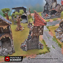 Load image into Gallery viewer, Ruined Winterdale Watchtower - 15mm 28mm 32mm Clorehaven and the Goblin Grotto Wargaming Terrain Scatter D&amp;D DnD