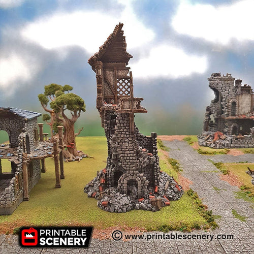 Ruined Winterdale Watchtower - 15mm 28mm 32mm Clorehaven and the Goblin Grotto Wargaming Terrain Scatter D&D DnD