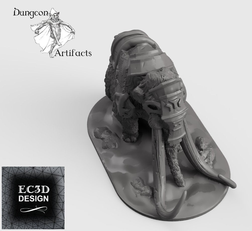 Armored Woolly Mammoth -  15mm 28mm 32mm 42mm Wilds of Wintertide Wargaming Terrain D&D, DnD