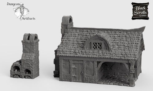 Cottage and Bakery - 15mm 28mm 32mm City of Tarok Wargaming Terrain Scatter D&D DnD