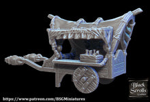 Load image into Gallery viewer, Merchant Wagon - 28mm 32mm City of Tarok Wargaming Terrain Scatter D&amp;D DnD