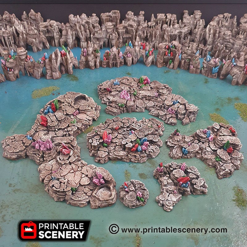 Crystal Grotto Floors - 15mm 28mm Clorehaven and the Goblin Grotto Mushroom Wargaming Terrain Scatter D&D DnD