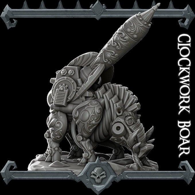 Clockwork Boar - Wargaming Miniatures Monster Rocket Pig Games D&D, DnD