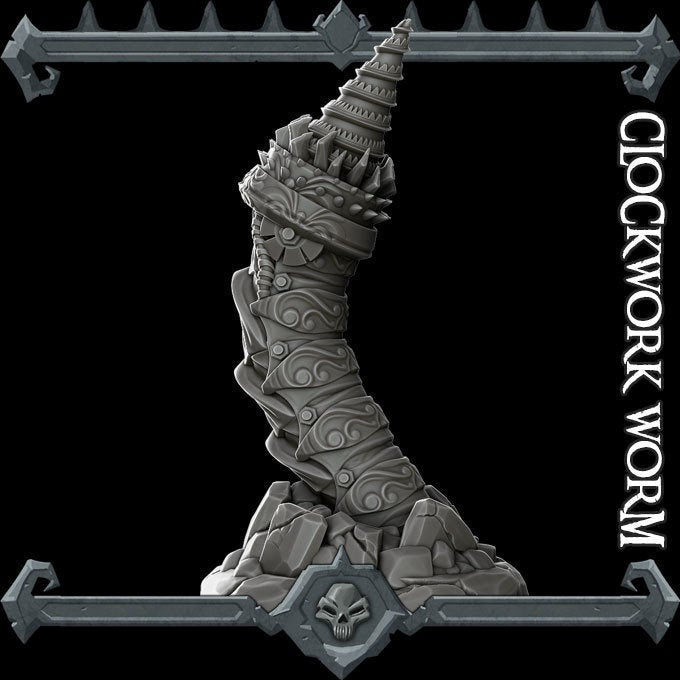Clockwork Worm - Wargaming Miniatures Monster Rocket Pig Games D&D, DnD