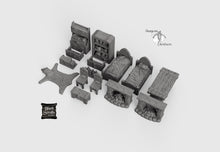 Load image into Gallery viewer, RPG Household Furniture Set - 28mm 32mm City of Tarok Wargaming Terrain Scatter D&amp;D DnD