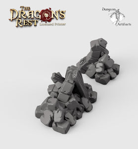 Ruin Scatter - 15mm 28mm 32mm 42mm Dragon's Rest Wargaming Terrain Scatter D&D DnD