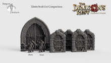 Load image into Gallery viewer, Dungeon Door Set - 28mm 32mm Dragon&#39;s Rest Wargaming Terrain Scatter D&amp;D DnD