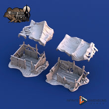 Load image into Gallery viewer, Beggar&#39;s Hovels - 28mm 32mm Wightwood Abbey Wargaming Tabletop Scatter Miniatures Terrain D&amp;D, DnD