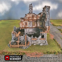 Load image into Gallery viewer, Ruined Winterdale Tavern - 15mm 28mm 32mm Clorehaven and the Goblin Grotto Wargaming Terrain D&amp;D, DnD