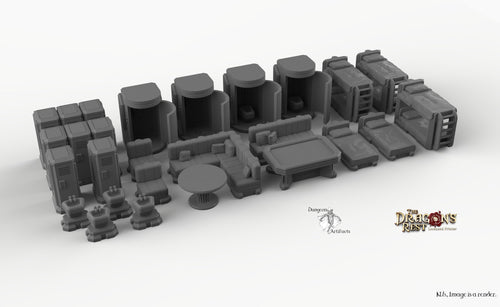 Sci-Fi Barracks Furniture Set - 28mm 32mm Dragon's Rest Wargaming Terrain Scatter D&D DnD