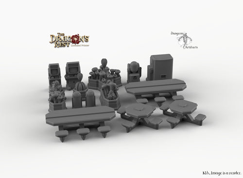 Sci-Fi Canteen Set - 28mm 32mm Dragon's Rest Wargaming Terrain Scatter D&D DnD