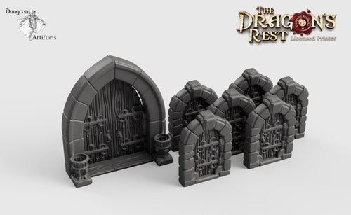 Dungeon Door Set - 28mm 32mm Dragon's Rest Wargaming Terrain Scatter D&D DnD