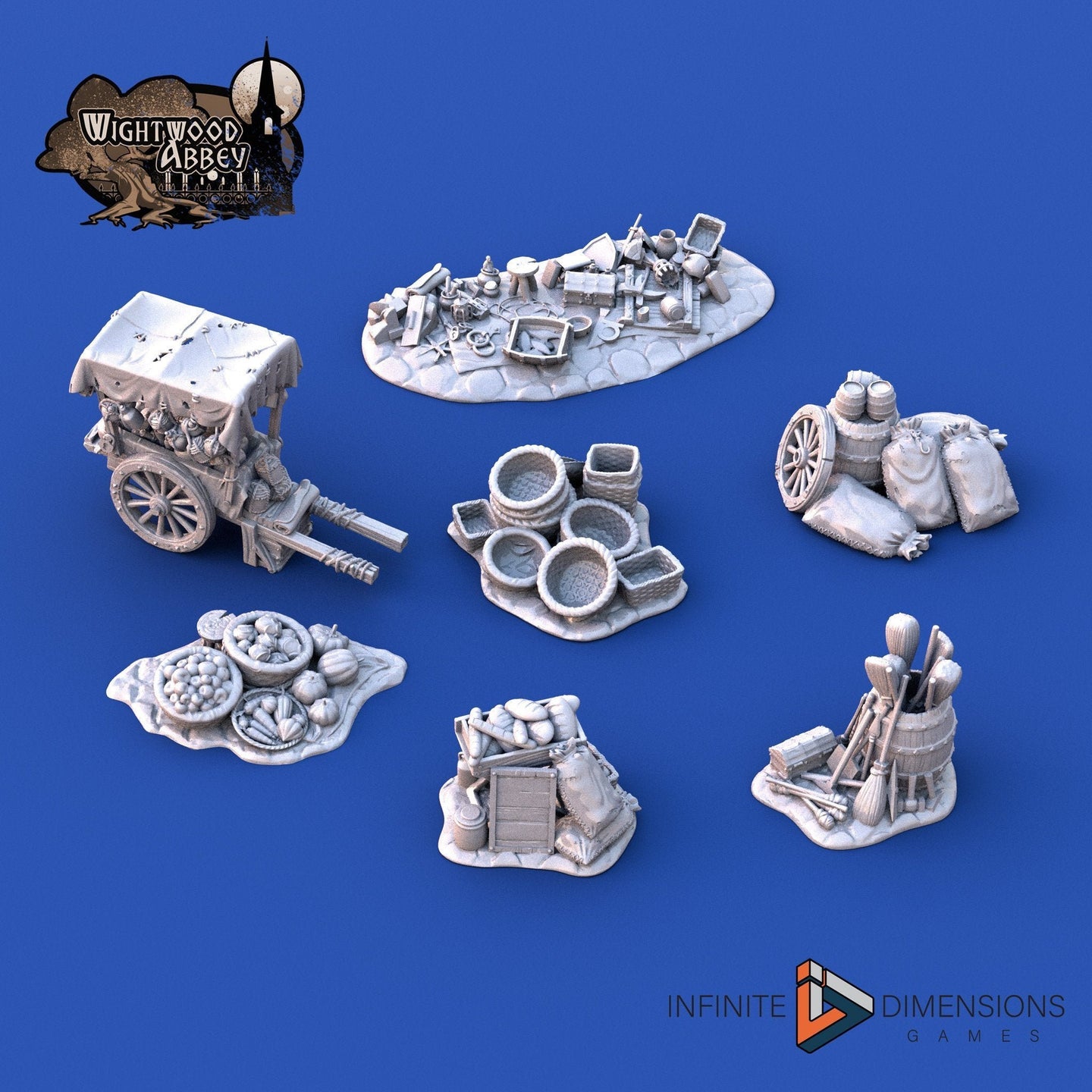 Peddler's Stalls - 28mm 32mm Wightwood Abbey Wargaming Tabletop Scatter Miniatures Terrain D&D, DnD