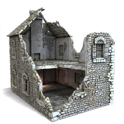 French Farmhouse Ruins -  15mm 28mm 32mm Time Warp Wargaming Terrain Scatter D&D DnD Farm House Ruined