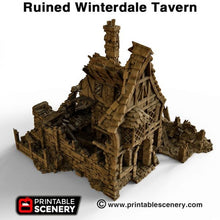 Load image into Gallery viewer, Ruined Winterdale Tavern - 15mm 28mm 32mm Clorehaven and the Goblin Grotto Wargaming Terrain D&amp;D, DnD
