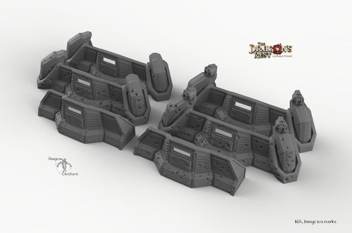 Sci-Fi Defense Barricades - 15mm 28mm 32mm Dragon's Rest Wargaming Terrain Scatter D&D DnD