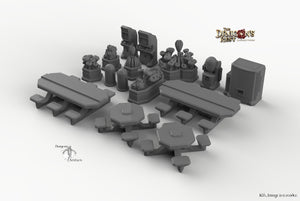 Sci-Fi Canteen Set - 28mm 32mm Dragon's Rest Wargaming Terrain Scatter D&D DnD