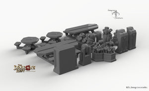 Sci-Fi Canteen Set - 28mm 32mm Dragon's Rest Wargaming Terrain Scatter D&D DnD