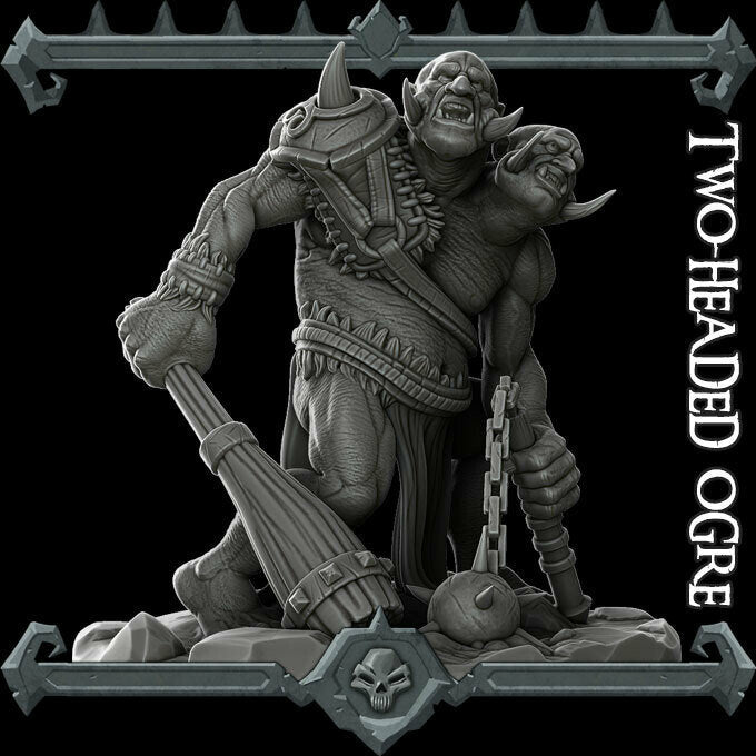 Two-Headed Ogre - Ettin - Wargaming Miniatures Monster Rocket Pig Game –  Dungeon Artifacts