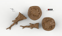 Load image into Gallery viewer, Gnarly Tree Stumps and Logs - 15mm 28mm 32mm Winterdale Clorehaven Goblin Grotto Wargaming Tabletop Scatter Terrain D&amp;D DnD