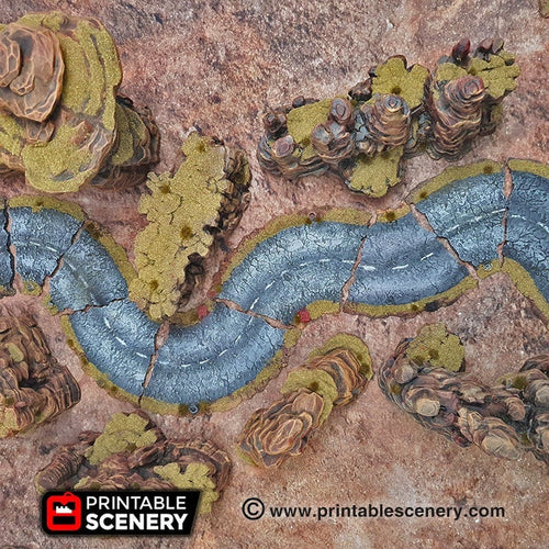 Desert Road Turns - 15mm 20mm 28mm Brave New Worlds Dread Race Wargaming Terrain Gaslands D&D, DnD