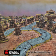 Load image into Gallery viewer, Desert Roads Deluxe Set - 15mm 20mm 28mm Brave New Worlds Dread Race Wargaming Terrain Gaslands D&amp;D, DnD