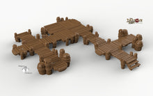 Load image into Gallery viewer, Large Piers and Docks - 28mm 32mm Dragon&#39;s Rest Wargaming Terrain Scatter D&amp;D DnD