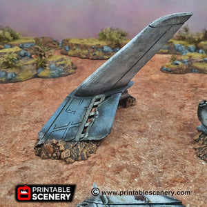 Crashed Aircraft - Airplane 15mm 28mm 20mm 32mm Brave New Worlds Wasteworld Gaslands Terrain Scatter D&D DnD