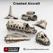 Load image into Gallery viewer, Crashed Aircraft - Airplane 15mm 28mm 20mm 32mm Brave New Worlds Wasteworld Gaslands Terrain Scatter D&amp;D DnD