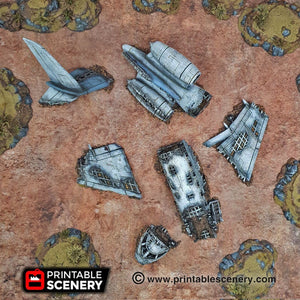 Crashed Aircraft - Airplane 15mm 28mm 20mm 32mm Brave New Worlds Wasteworld Gaslands Terrain Scatter D&D DnD