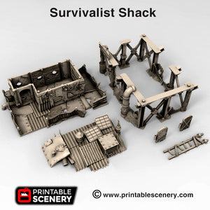 Survivalist Shack - 28mm 20mm 32mm Brave New Worlds Wasteworld Gaslands Terrain Scatter D&D DnD