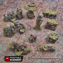 Load image into Gallery viewer, Canyon Rocks - 15mm 28mm 32mm Brave New Worlds New Eden Wargaming Terrain D&amp;D, DnD