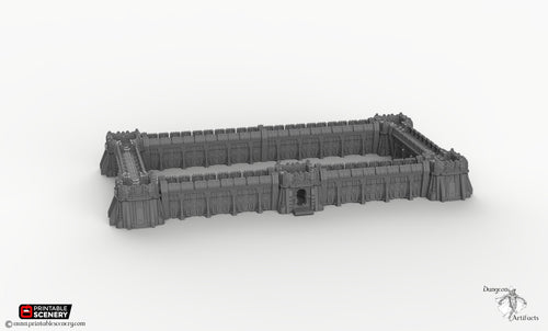 Sithic Fortified Walls Perimeter - 15mm 28mm 32mm Printable Scenery, Brave New Worlds Sithic Outpost Wargaming Tabletop