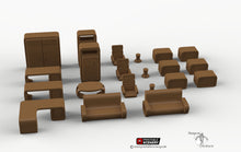 Load image into Gallery viewer, Cyberpunk Office Furniture Set - 28mm 32mm Brave New Worlds Tabletop Scatter Miniatures Terrain D&amp;D, DnD