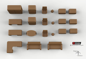 Cyberpunk Office Furniture Set - 28mm 32mm Brave New Worlds Tabletop Scatter Miniatures Terrain D&D, DnD