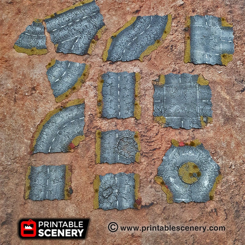 Desert Roads Deluxe Set - 15mm 20mm 28mm Brave New Worlds Dread Race Wargaming Terrain Gaslands D&D, DnD