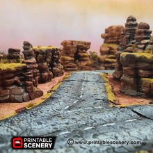 Load image into Gallery viewer, Desert Roads Deluxe Set - 15mm 20mm 28mm Brave New Worlds Dread Race Wargaming Terrain Gaslands D&amp;D, DnD
