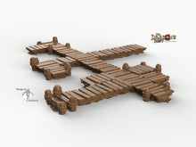 Load image into Gallery viewer, Low Docks and Piers - 28mm 32mm Dragon&#39;s Rest Wargaming Terrain Scatter D&amp;D DnD