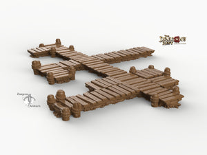 Low Docks and Piers - 28mm 32mm Dragon's Rest Wargaming Terrain Scatter D&D DnD