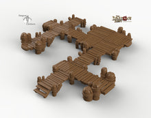 Load image into Gallery viewer, Large Piers and Docks - 28mm 32mm Dragon&#39;s Rest Wargaming Terrain Scatter D&amp;D DnD