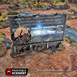 Wrecked Billboard - 15mm 20mm 28mm 32mm Terrain Scatter Brave New Worlds Wasteworld Gaslands D&D DnD