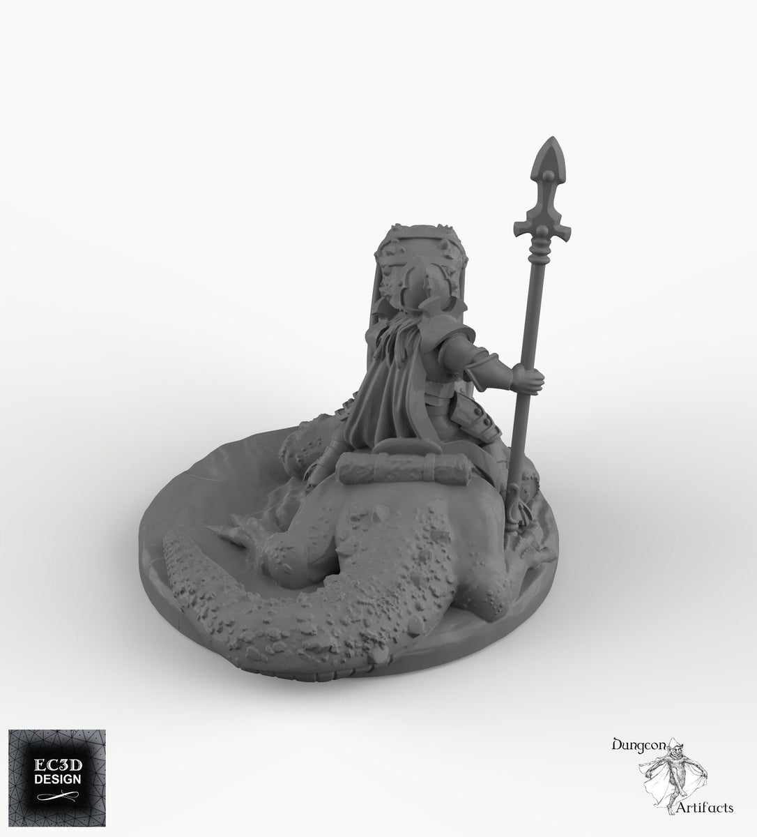 Dark Elf Lizard Rider - EC3D Skyless Realms Wargaming Miniature D&D Dn ...
